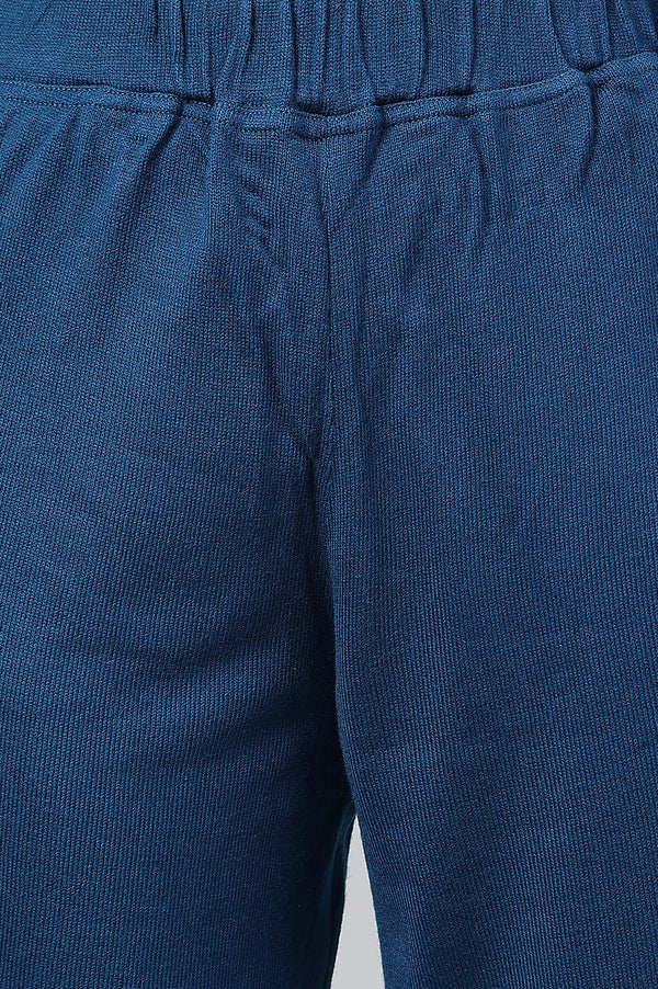 Blue Printed Winter kurta with Straight Palazzos