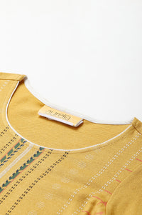 Yellow Printed Winter kurta with Straight Palazzos