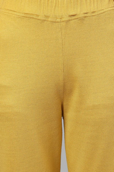 Yellow Printed Winter kurta with Straight Palazzos