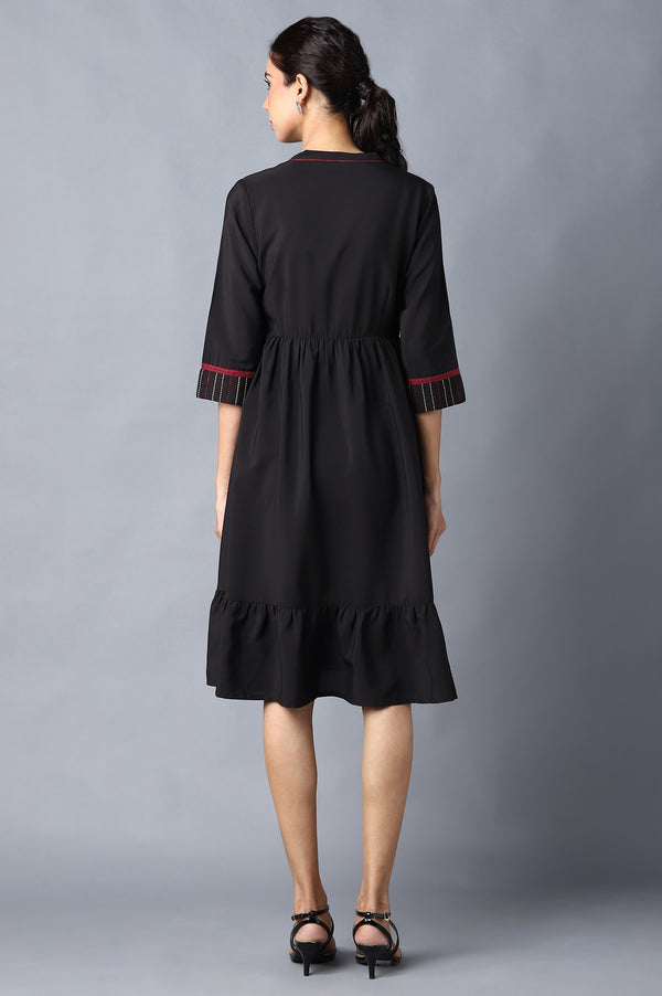 Aure Collection By Aurelia Black Circular Embroidered Dress