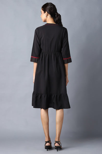 Aure Collection By Aurelia Black Circular Embroidered Dress