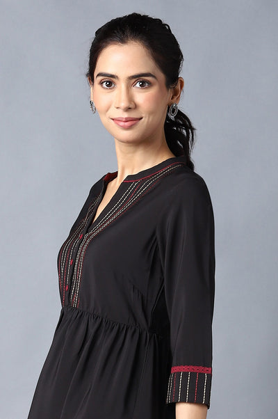 Aure Collection By Aurelia Black Circular Embroidered Dress