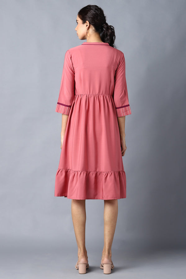 Aure Collection By Aurelia Pink Circular Embroidered Dress