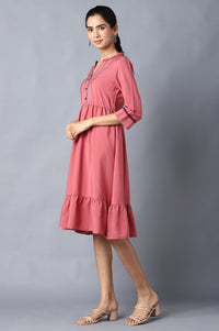 Aure Collection By Aurelia Pink Circular Embroidered Dress