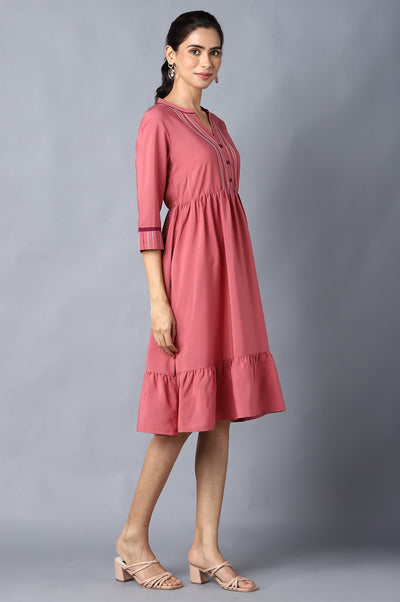 Aure Collection By Aurelia Pink Circular Embroidered Dress