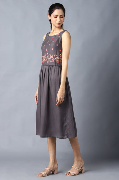 Aure Collection By Aurelia Grey Sleeveless Embroidered Dress