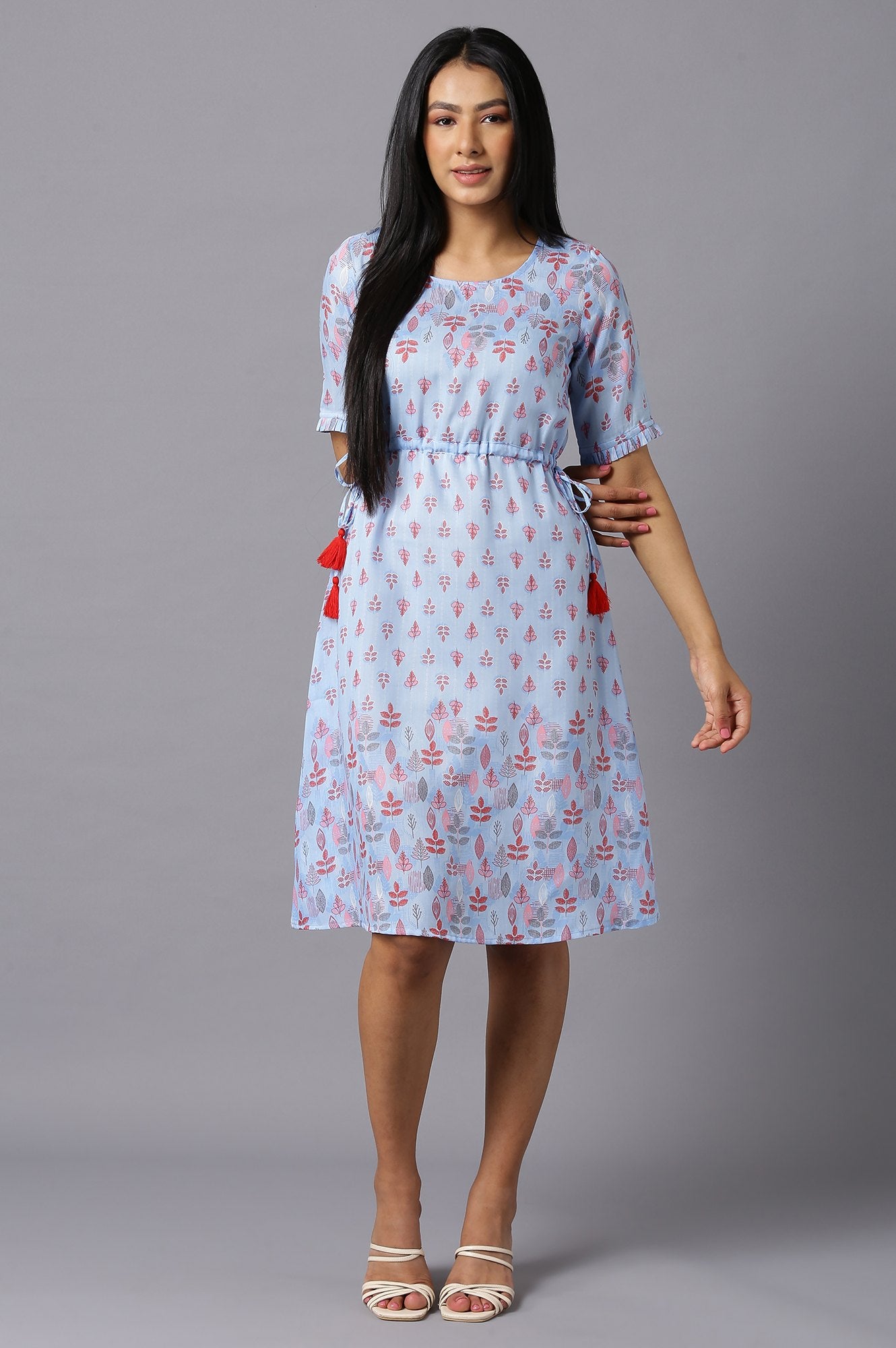 Aure Collection By Aurelia Blue Printed Dress