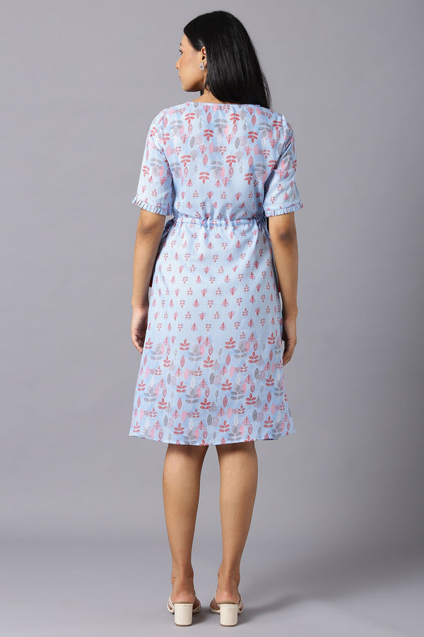 Aure Collection By Aurelia Blue Printed Dress