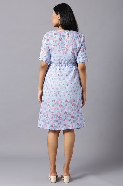 Aure Collection By Aurelia Blue Printed Dress