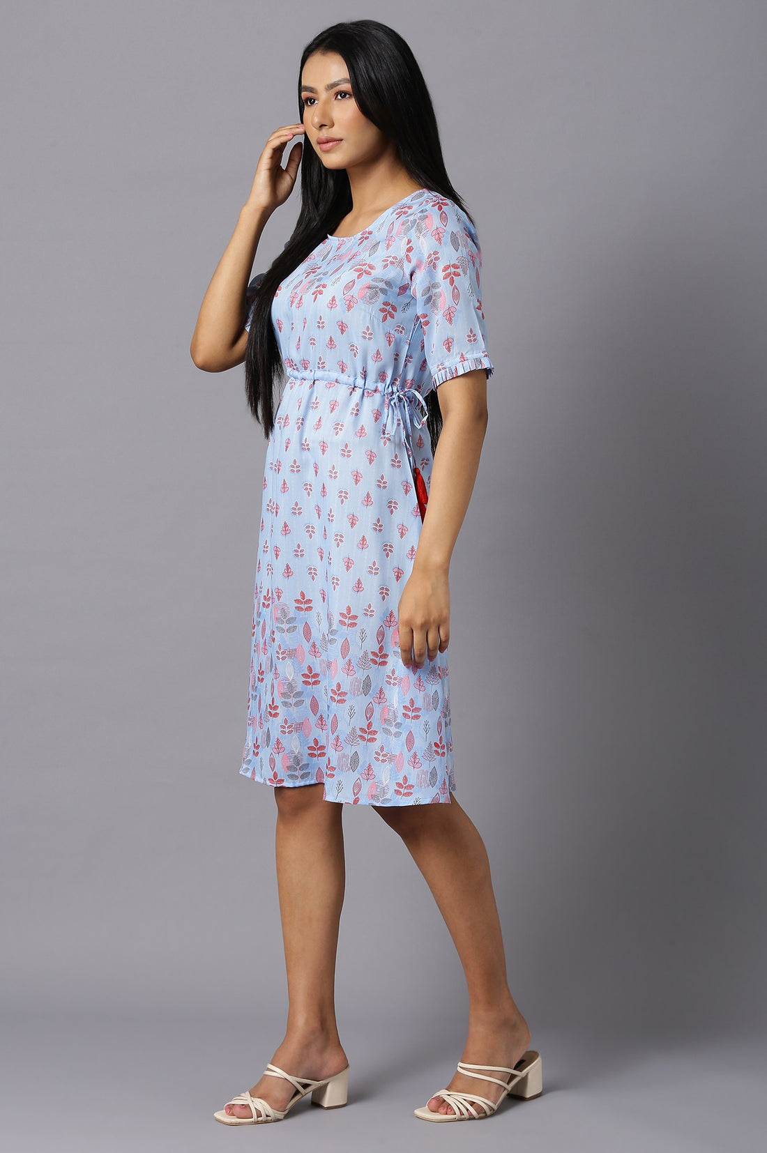 Aure Collection By Aurelia Blue Printed Dress