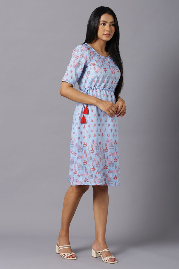 Aure Collection By Aurelia Blue Printed Dress
