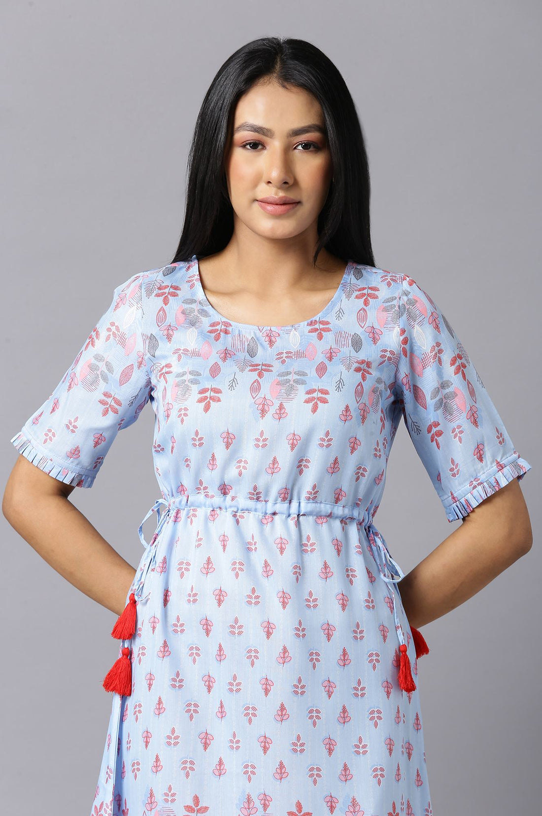 Aure Collection By Aurelia Blue Printed Dress