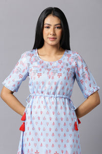 Aure Collection By Aurelia Blue Printed Dress
