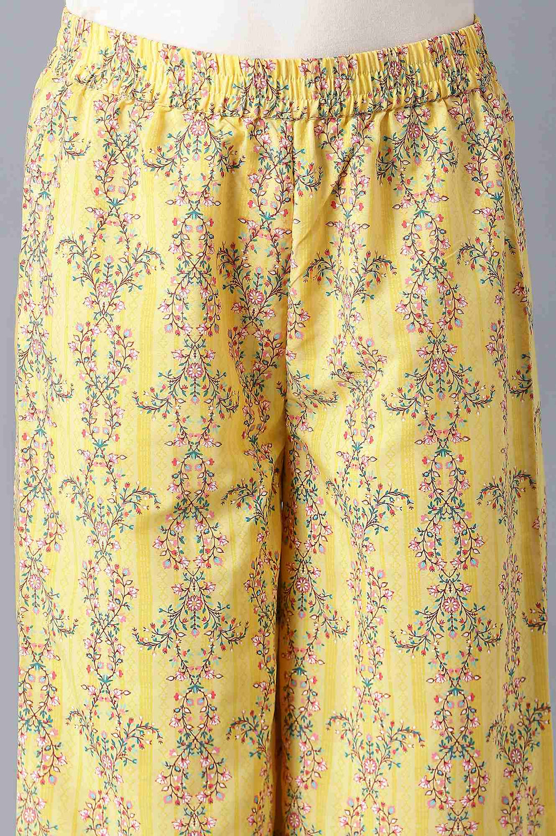 Brown Embroidered kurta In Round Neck With Yellow Straight Palazzo