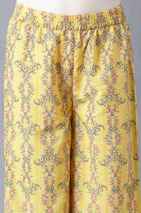 Brown Embroidered kurta In Round Neck With Yellow Straight Palazzo