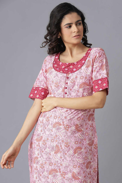 Pink Printed Ethnic kurta and Culottes Set