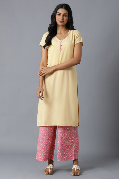 Yellow kurta and Pink Palazzo Set