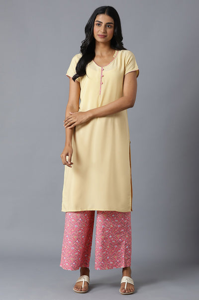 Yellow kurta and Pink Palazzo Set