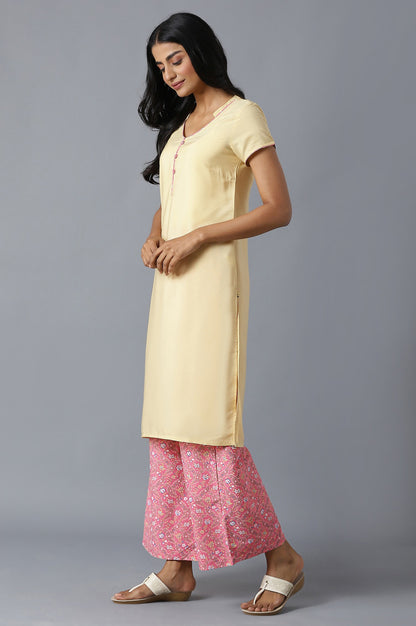 Yellow kurta and Pink Palazzo Set