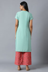 Green kurta and Red Palazzo Set