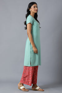 Green kurta and Red Palazzo Set