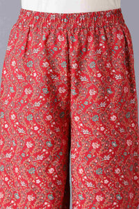 Green kurta and Red Palazzo Set