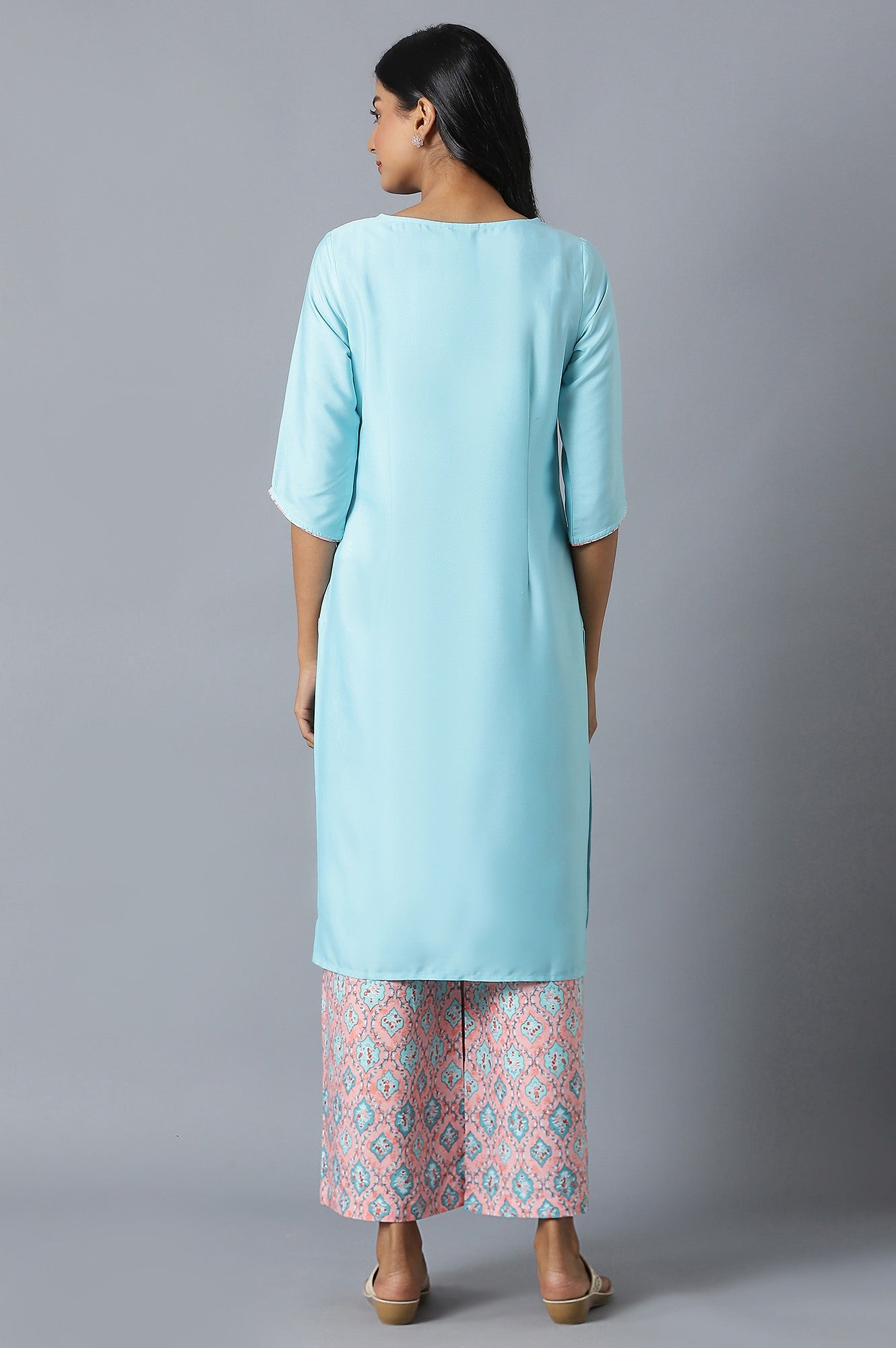 Blue kurta and Orange Palazzo Set