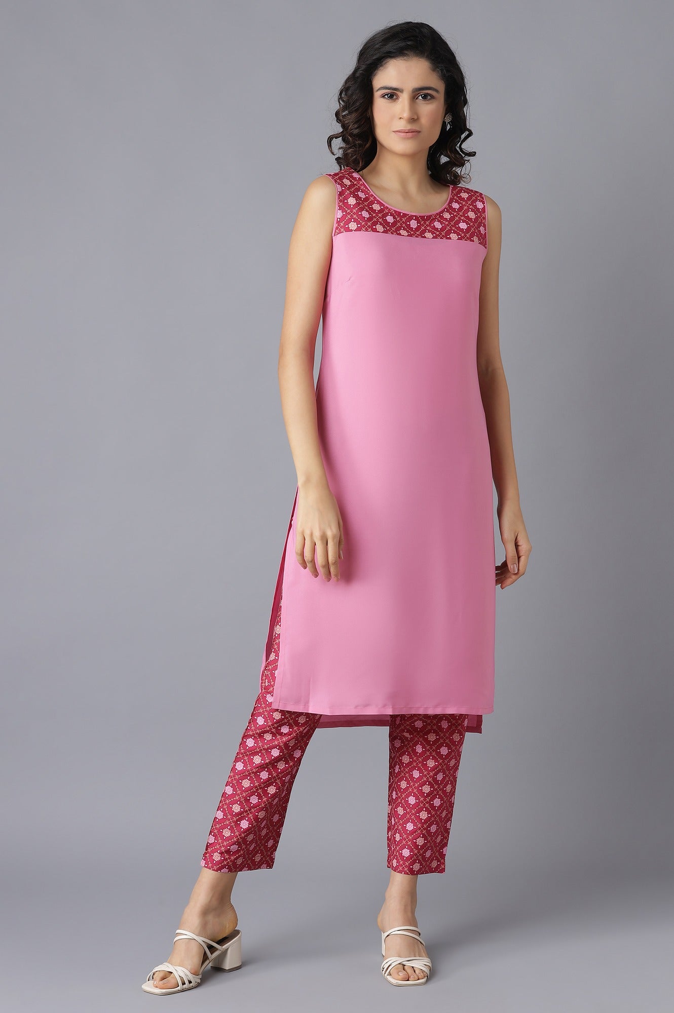 Pink Floral Print kurta and Trousers Set