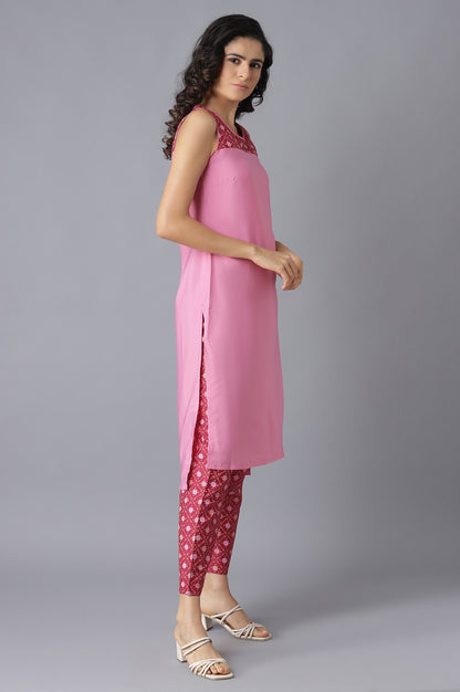 Pink Floral Print kurta and Trousers Set