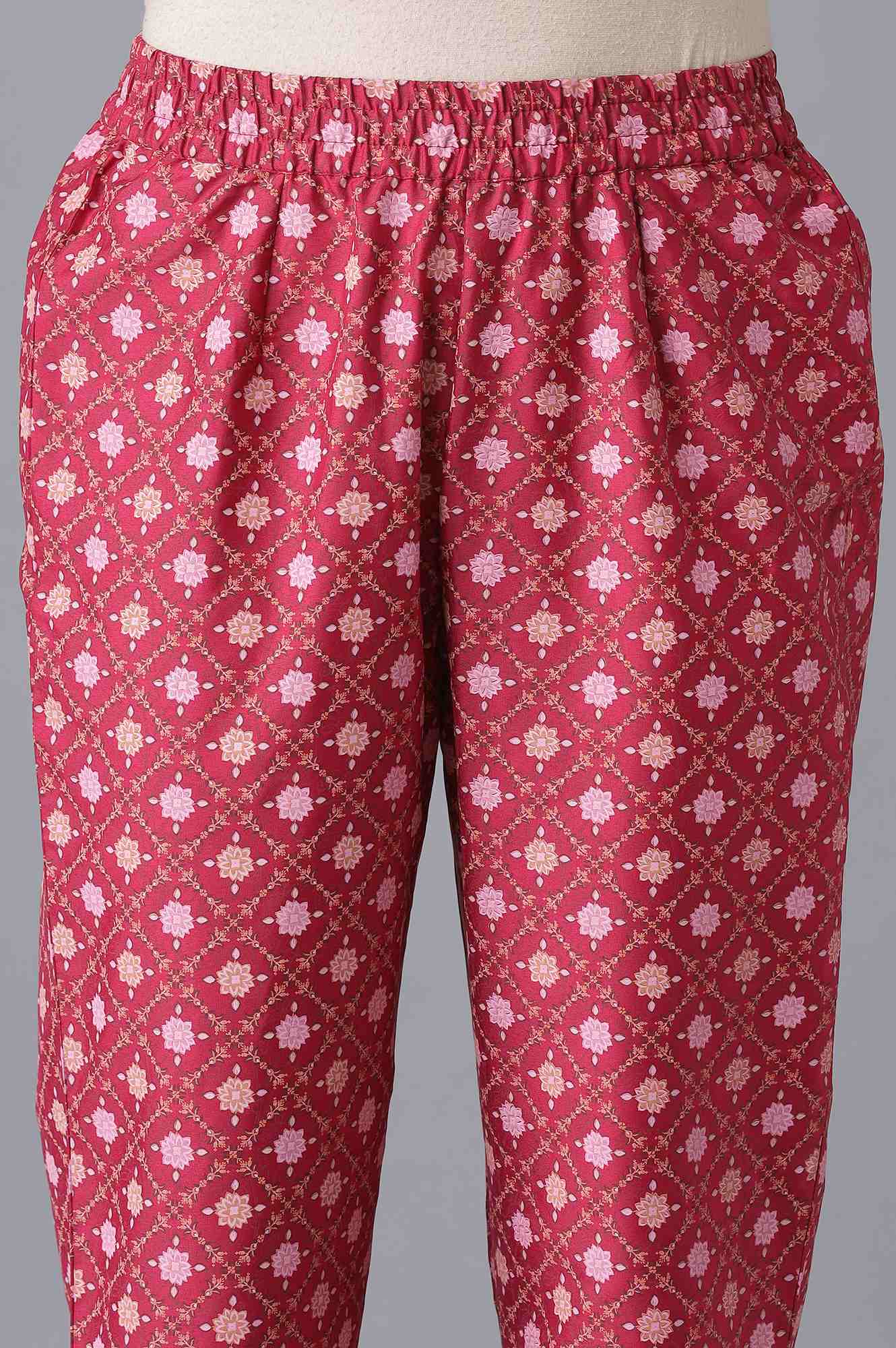 Pink Floral Print kurta and Trousers Set