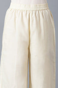 Pink Floral Printed kurta In Round Neck With Natural Straight Palazzo