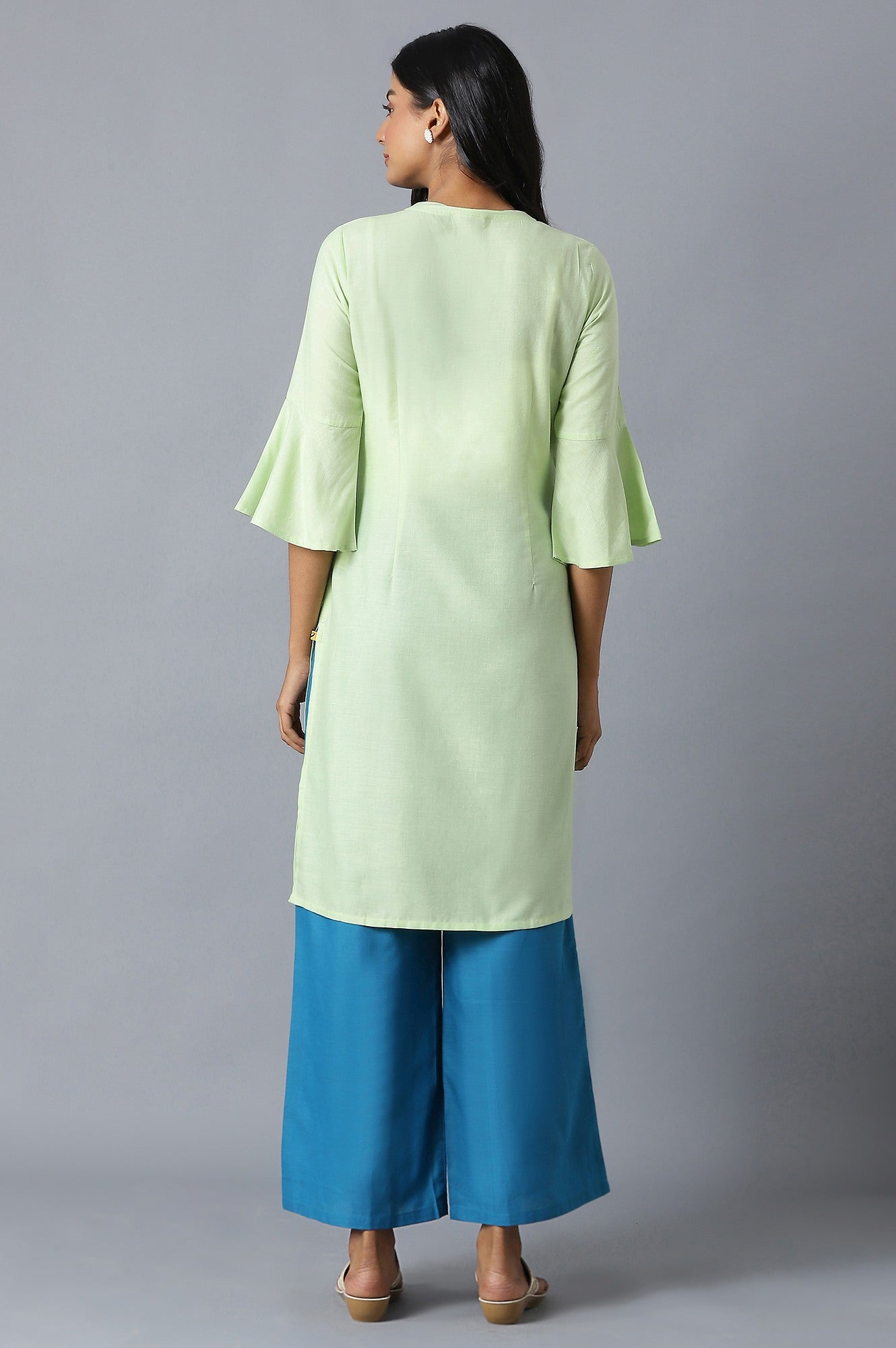 Green kurta and Blue Palazzo Set