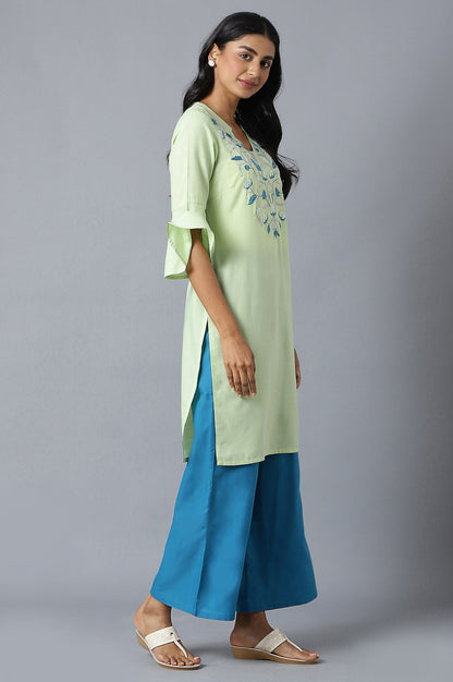 Green kurta and Blue Palazzo Set