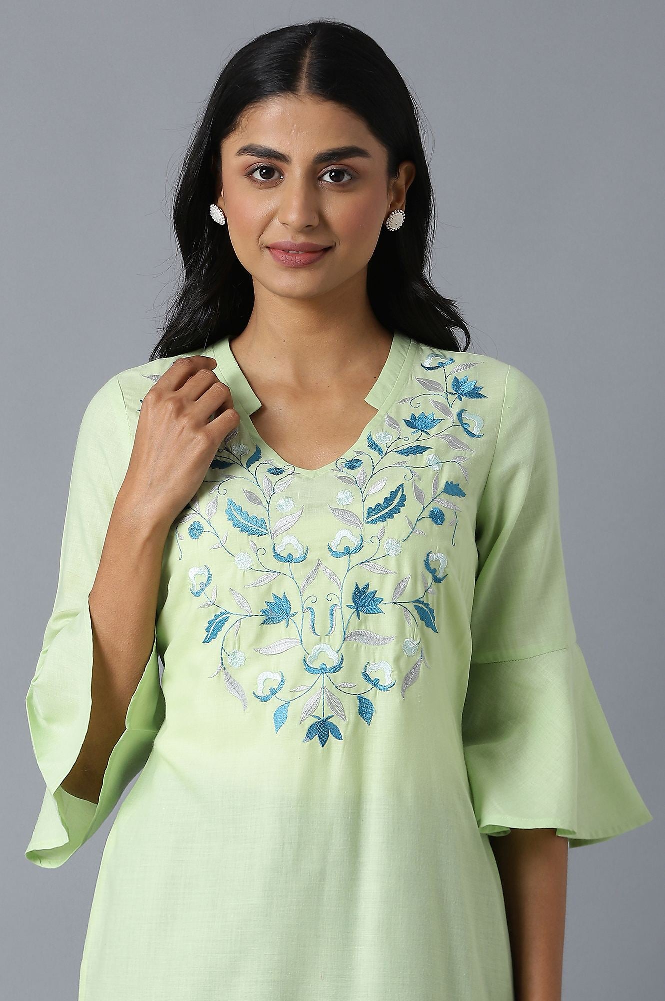 Green kurta and Blue Palazzo Set