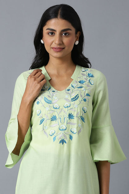 Green kurta and Blue Palazzo Set