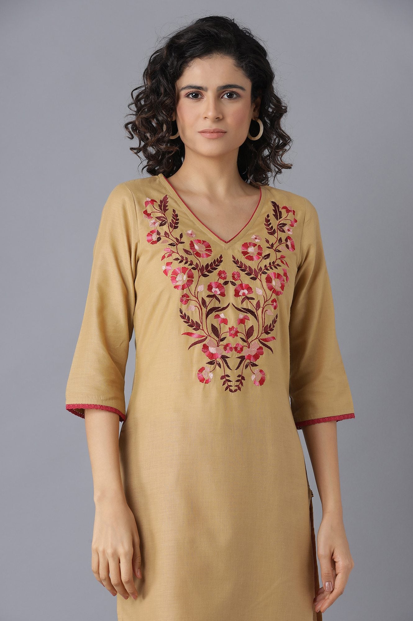 Natural kurta and Pink Palazzo Set