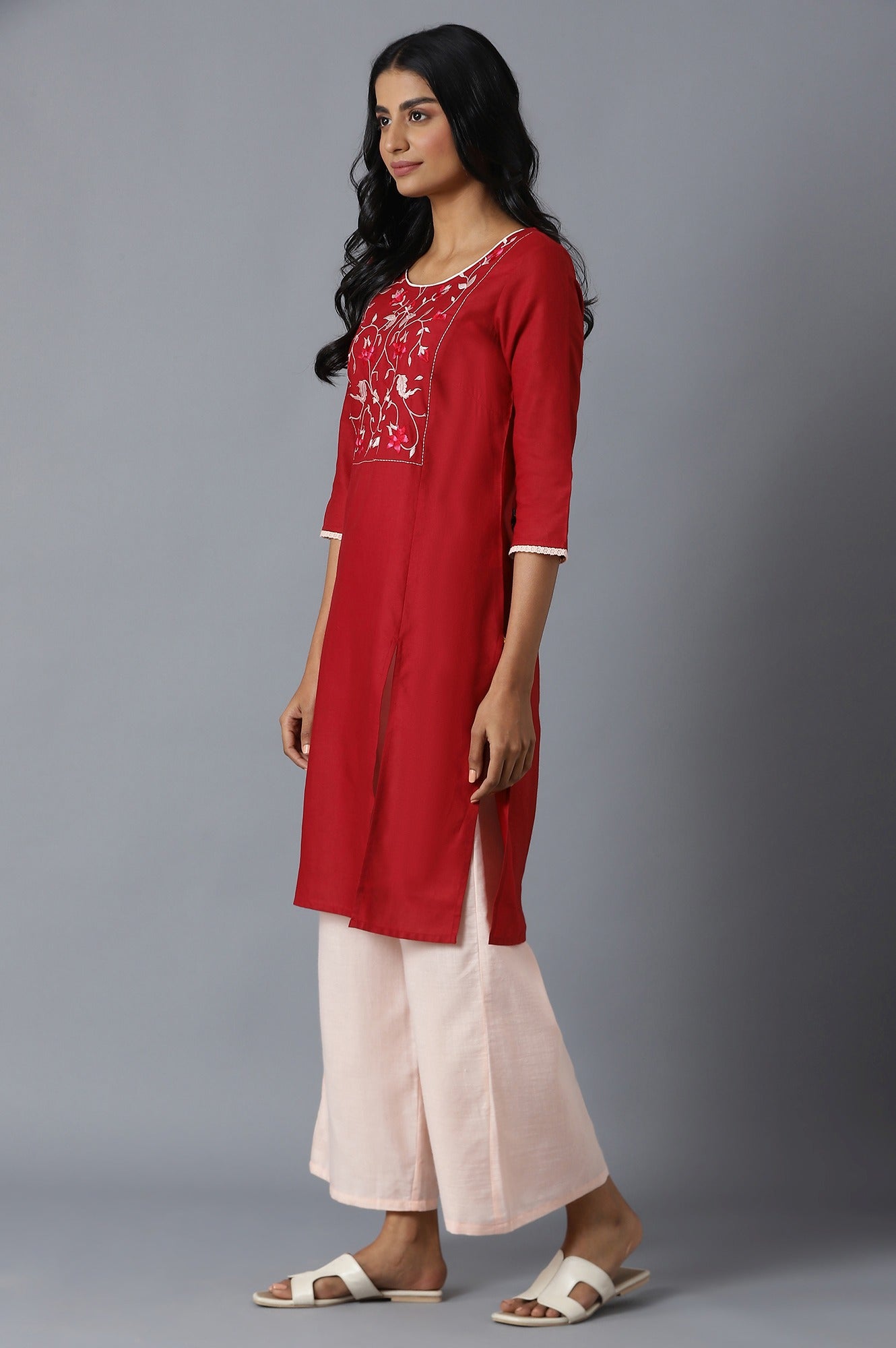 Maroon kurta and Pink Palazzo Set