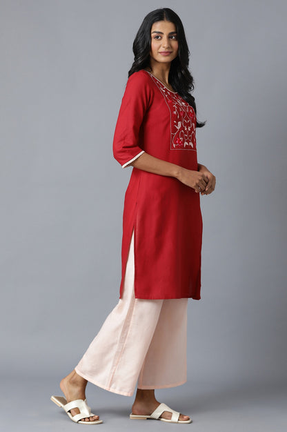 Maroon kurta and Pink Palazzo Set