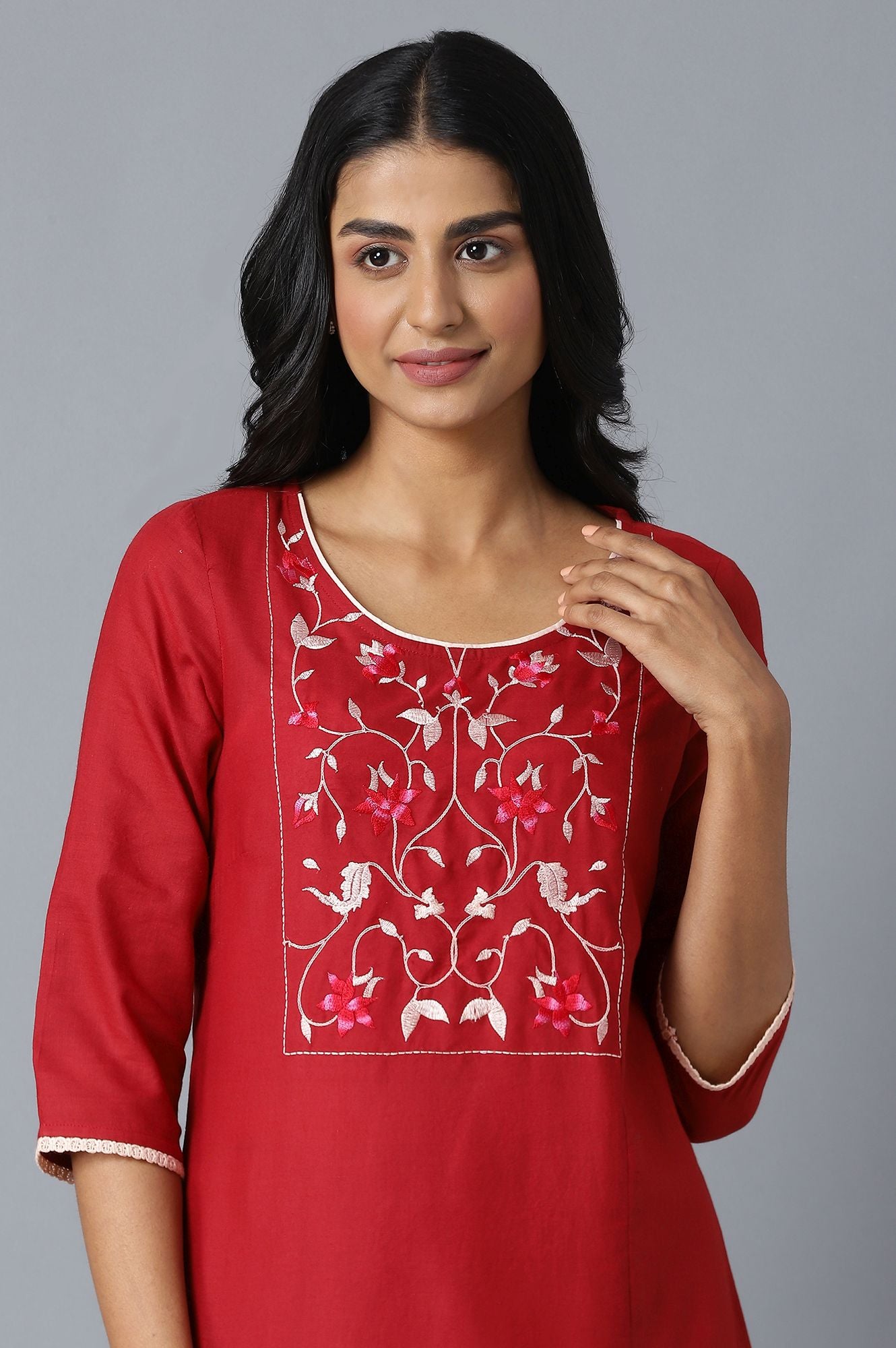 Maroon kurta and Pink Palazzo Set