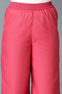 Blue Embroidered kurta In Round Neck With Pink Straight Palazzo