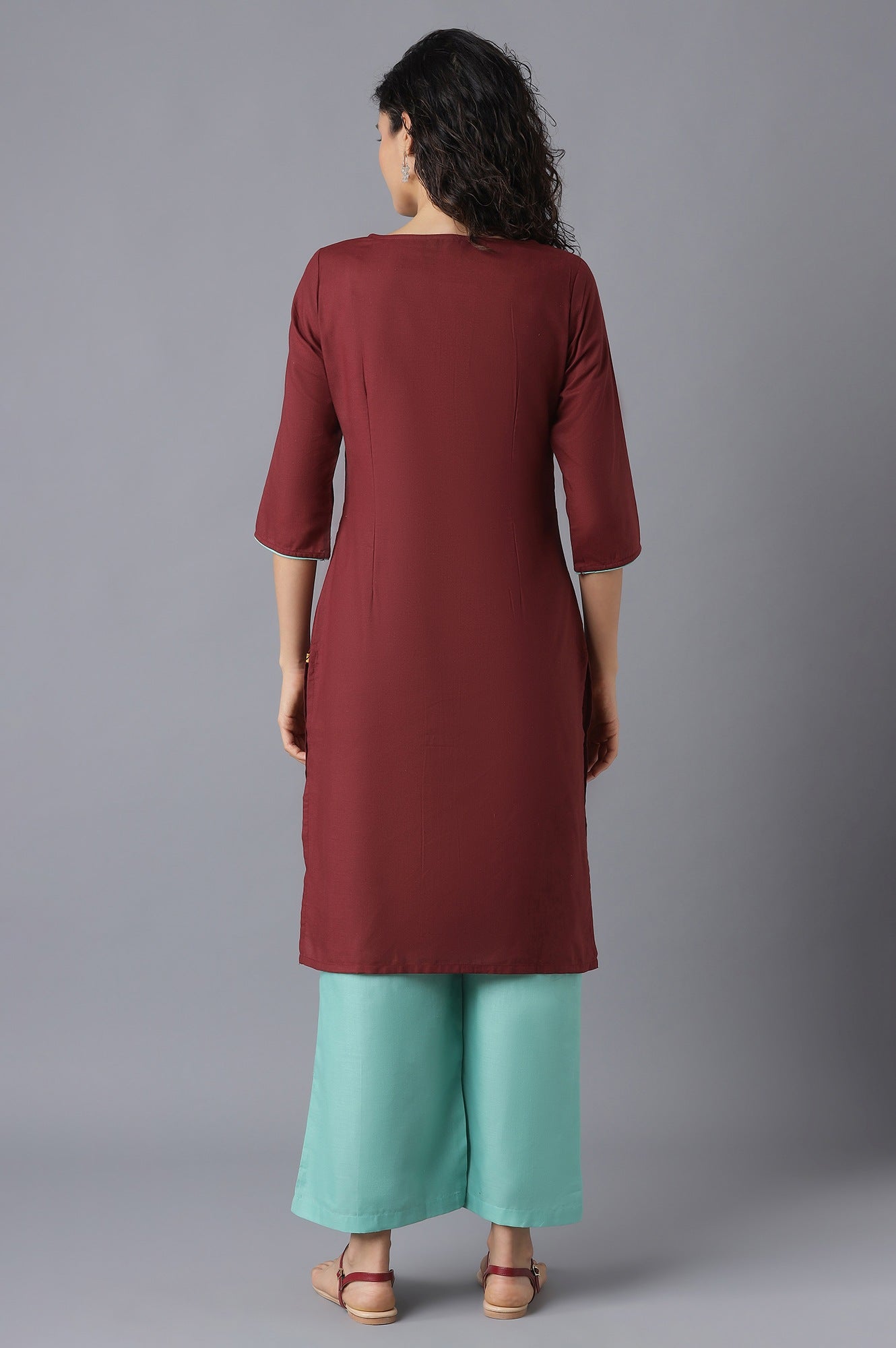 Brown kurta and Pink Palazzo Set