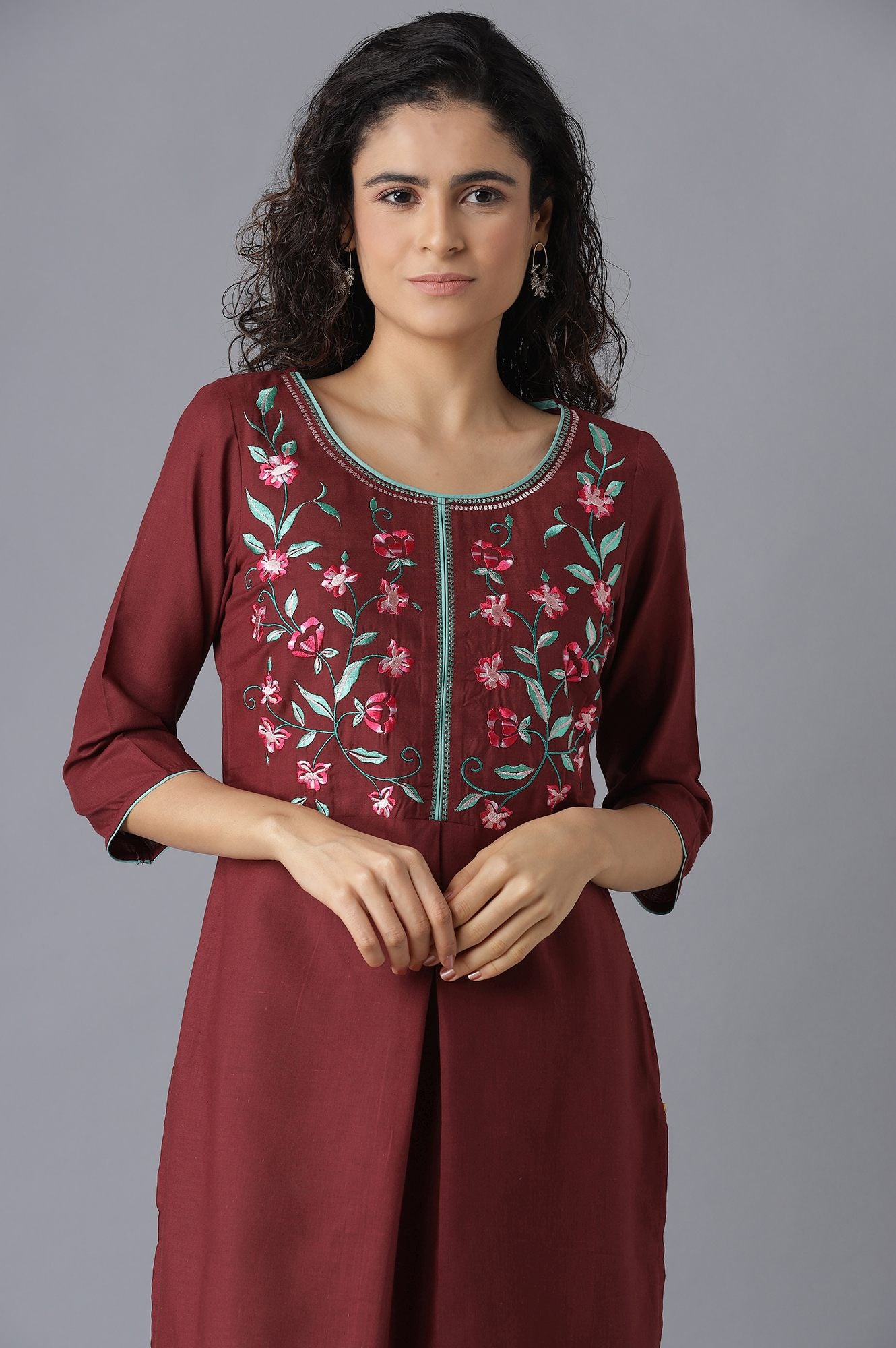 Brown kurta and Pink Palazzo Set