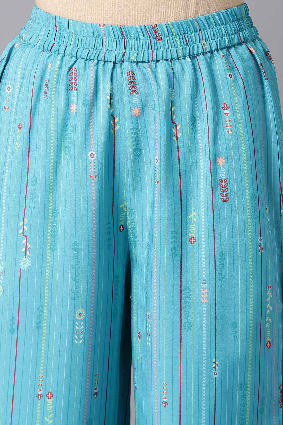 Aure Collection By Aurelia Blue Floral Print kurta And Culottes Set