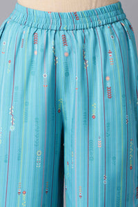Aure Collection By Aurelia Blue Floral Print kurta And Culottes Set