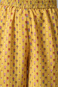 Brown Sleeveless Short kurta With Printed Palazzo