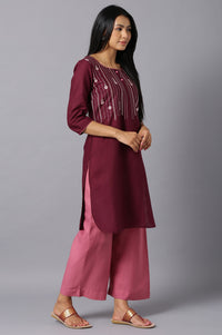 Aure Collection By Aurelia Purple Embroidered kurta With Pink Palazzo
