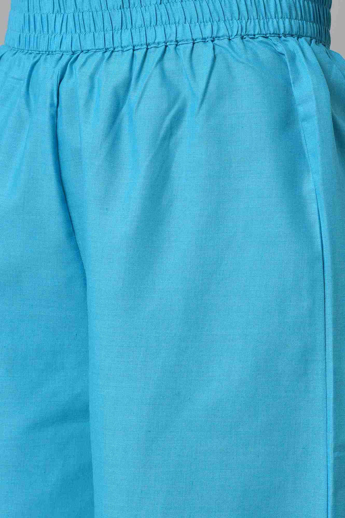 Peach Printed kurta With Blue Palazzos