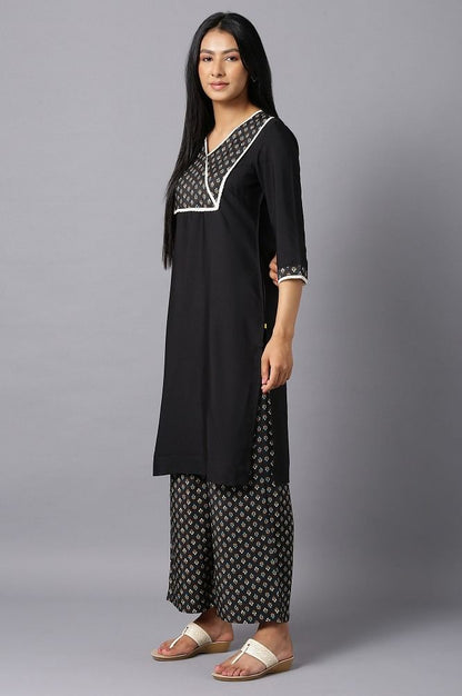 Aure Collection By Aurelia Charcoal Black Ethnic kurta And Palazzo Set