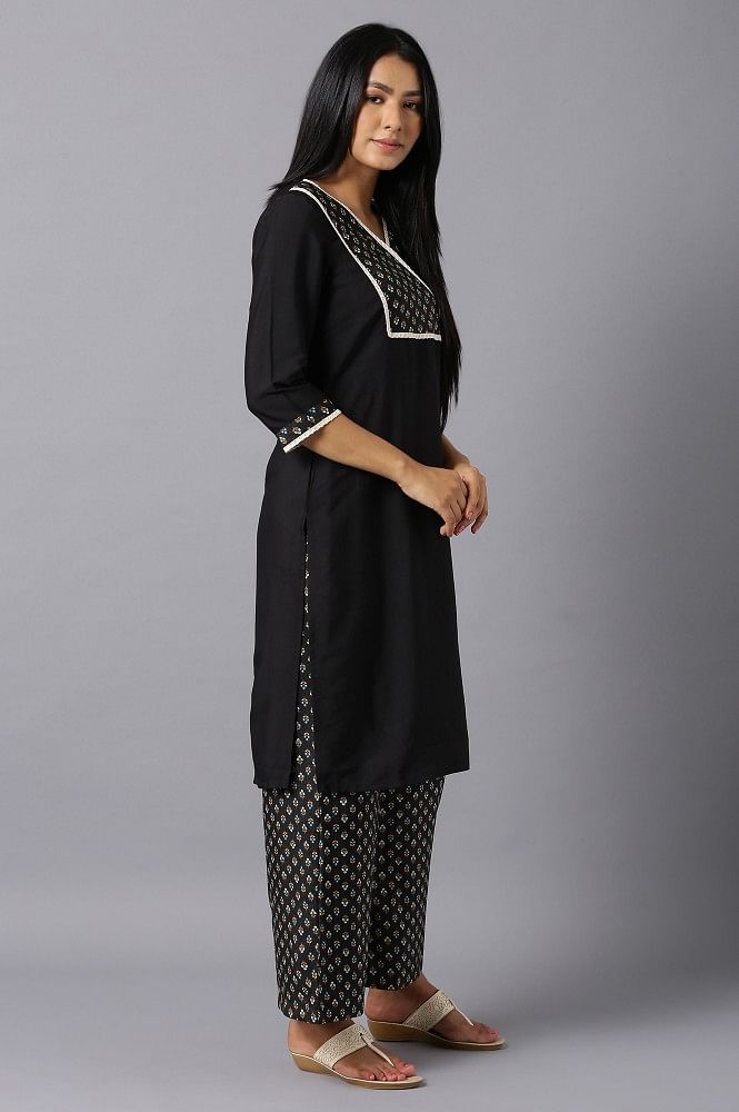 Aure Collection By Aurelia Charcoal Black Ethnic kurta And Palazzo Set