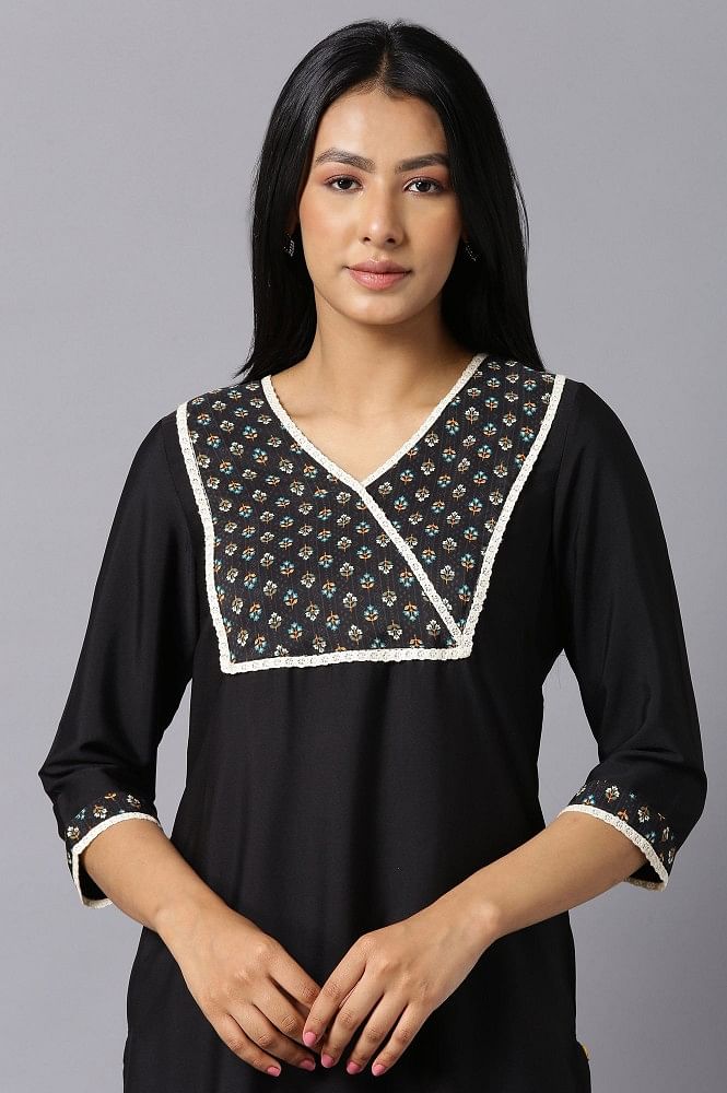 Aure Collection By Aurelia Charcoal Black Ethnic kurta And Palazzo Set